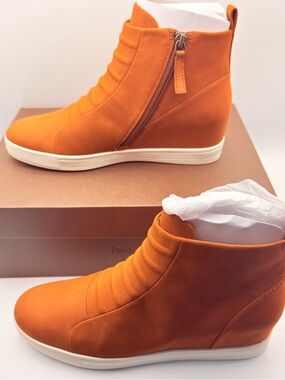 Linea Paolo Ashley-L Cognac Nubuck Wedge Sneaker Booties Size 8
